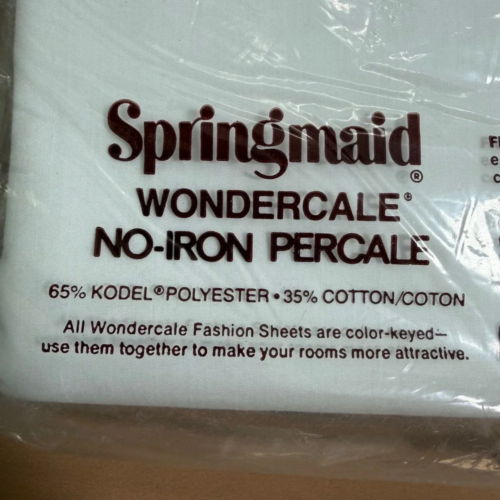 Springmaid Wondercale White Double Flat Sheet No-Iron Percale 81x96 NOS